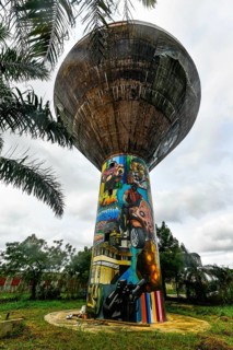 Wall murals on a water tower
