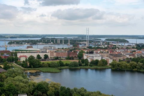 View from the Marienkirche to the Ruegenbruecke