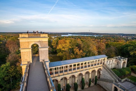 Viewing platform at the Belvedere on the Pfingstberg in autumn