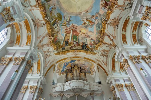 Organ gallery and ceiling frescoes