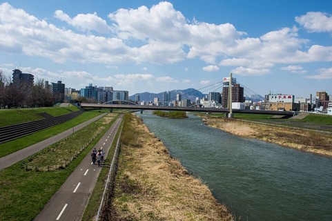 Ishikari river flowing through Sapporo