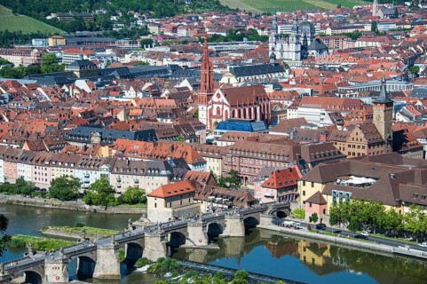 Overlook over Wuerzburg from Fortress Marienberg
