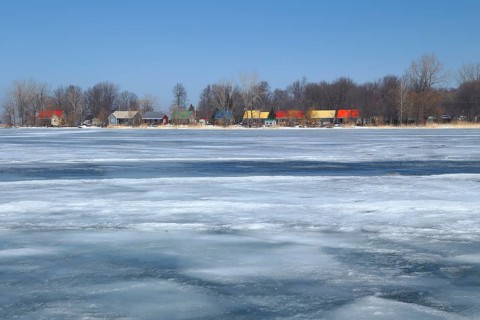 Thick ice on the Saint Lawrence River