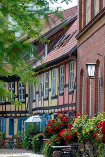 Colourful half-timbered houses at Johanniskloster