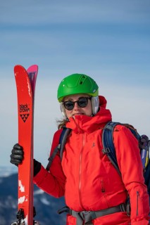 Young woman with ski