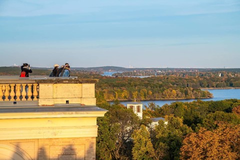 Viewing platform at the Belvedere on the Pfingstberg in autumn