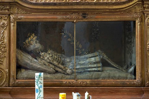Decorated skeleton of a saint