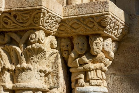 Porch sculptures of the romanesque church of Mailhat