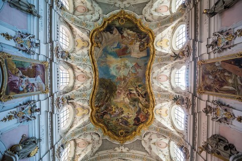 Interior of the romanesque St. Emmeram's Basilica (abbey) now known as Schloss Thurn und Taxis