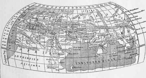 View of the Earth by the Greek mathematician and geographer Claudius Ptolemy