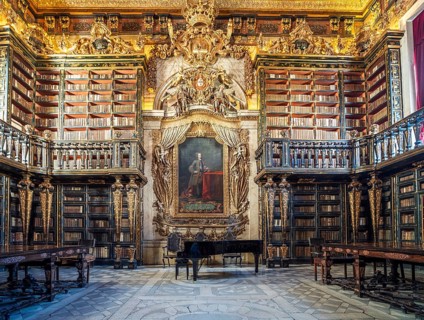 Interior of library in historic University of Coimbra