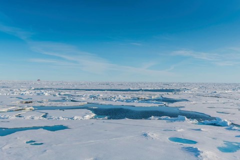 Aerial of the melting ice on the North Pole