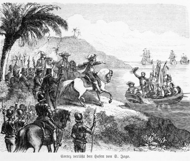 Cortez leaving the habor of San Jago
