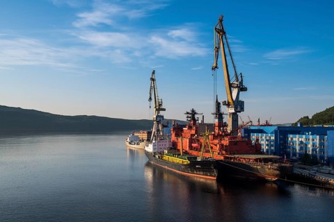 Nuclear icebreaker in the rusatom port of Murmansk
