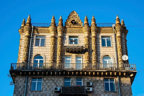 Stalinist architecture in the center of Kiev or Kyiv capital of the Ukraine