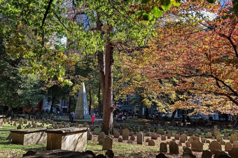 Grave Rows and Obelisk in Autumn