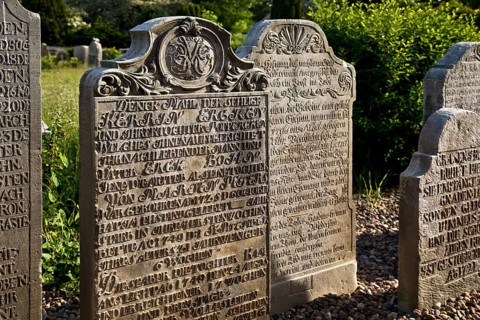 Talking gravestones at the cemetery of the St. Clemens church