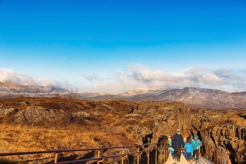 Barren volcanic landscape in autumn
