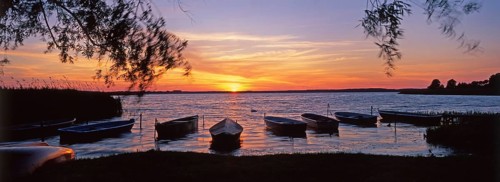 Mooring at Grimnitzsee at sunset