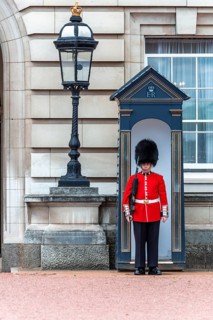 Guard in front of guard house