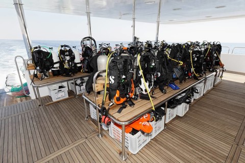 Diving Platform on Main Deck with Diving Equipment