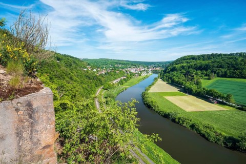 View from the Hannoversche Klippen on the Weser towards Bad Karlshafen