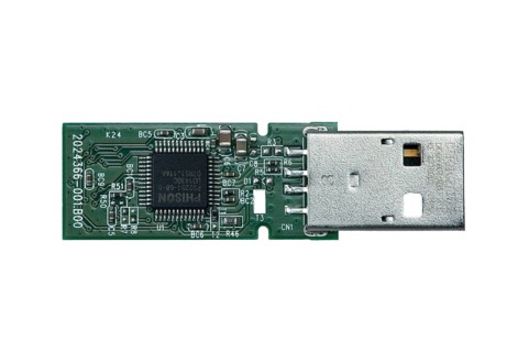 Assembled printed circuit board in a USB stick