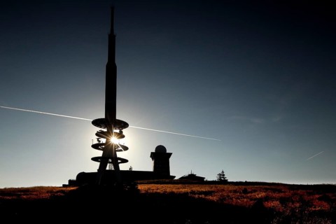 Former military facilities on the Brocken in the sunset