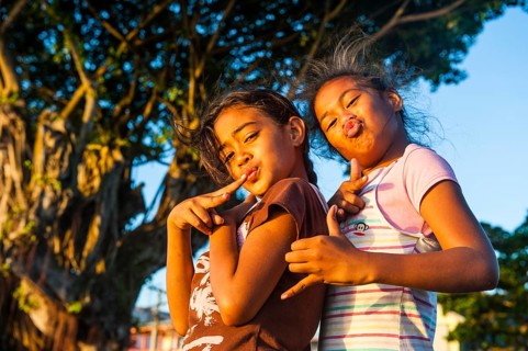 Young girls posing as western actors
