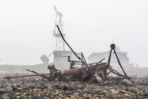 Rusty machines in the historical meteorological station Sedov in Tikhaya bay on Hooker island