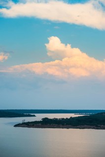 Kazinga channel linking lake george and lake Edward at sunset