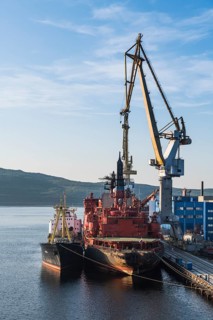 Nuclear icebreaker in the rusatom port of Murmansk