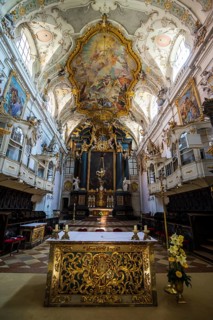 Interior of the romanesque St. Emmeram's Basilica (abbey) now known as Schloss Thurn und Taxis