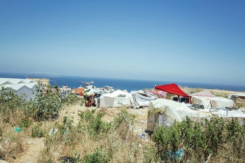 Temporary accommodation on a hillside