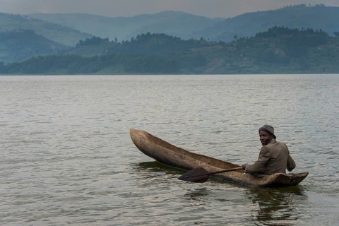 Local in a dugout canoe