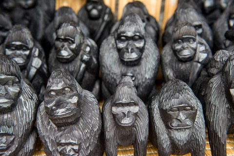 Gorillas as souvenir for sale in the Virunga National Park