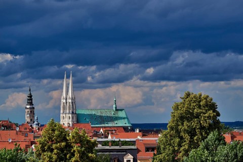 Parish church St. Peter and Paul and town hall tower