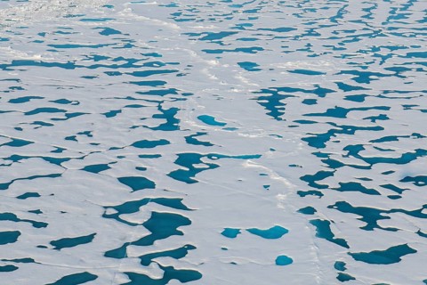 Aerial of the melting ice on the North Pole