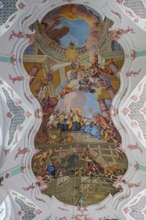 Interior of the romanesque St. Emmeram's Basilica (abbey) now known as Schloss Thurn und Taxis