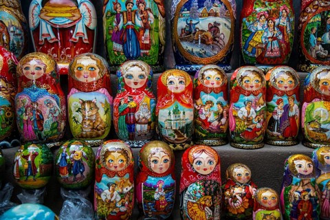 Russian dolls for sale as souvenir in Kiev or Kyiv capital of the Ukraine