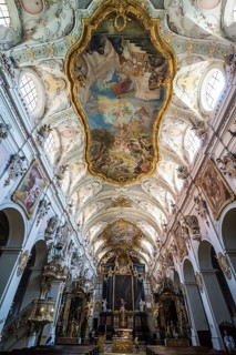 Interior of the romanesque St. Emmeram's Basilica (abbey) now known as Schloss Thurn und Taxis