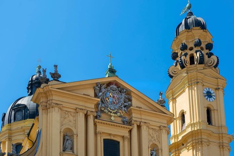 East front of the Theatine Church with Bavarian coat of arms