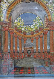 Altar carpet set with precious coral (Corallium rubrum)