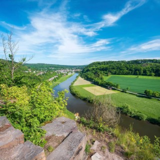 View from the Hannoversche Klippen on the Weser towards Bad Karlshafen