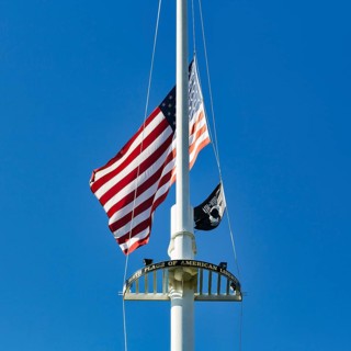 Flagpole with inscription Birth Place of American Liberty