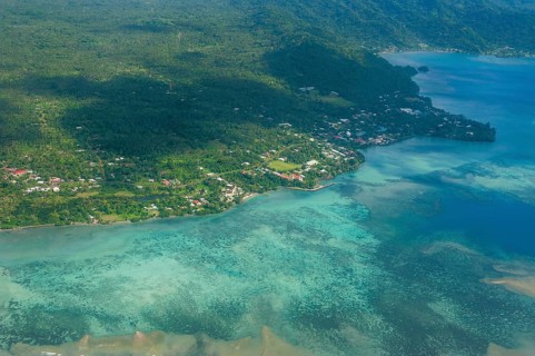 Aerial of the island of Upolo
