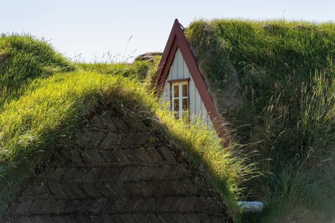 Old icelandic turf house Laufas