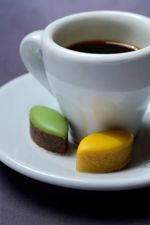Calisson d'Aix and cup of coffee
