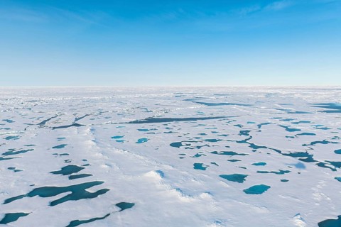 Aerial of the melting ice on the North Pole