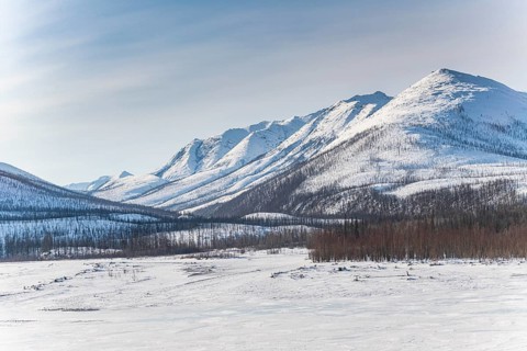 Snow covered Suntar-Khayata mountain Range